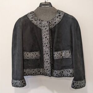 Dolce & Gabbana Women's Black suede with Gray lace Accents